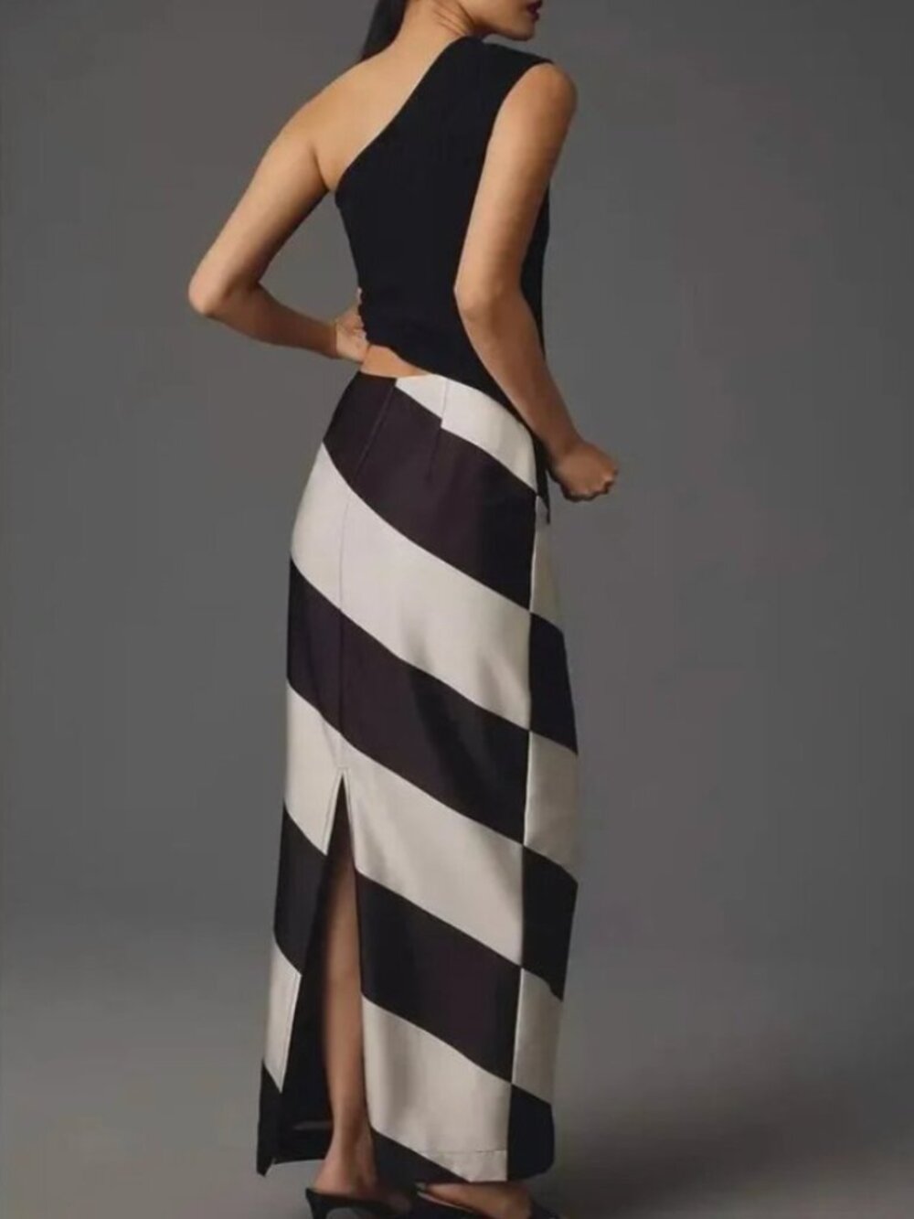 NWT Anthropologie Maeve Black Ivory Striped Column Maxi Skirt Small